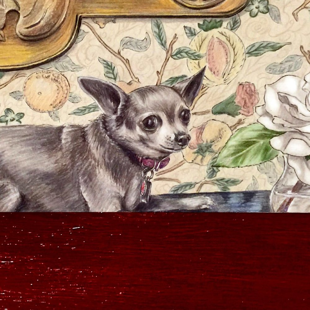 Original Dip Dye Framed Dog ART Portrait - Picture 4 of 5
